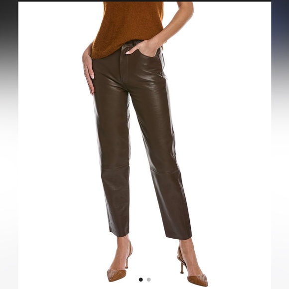 LAMARQUE Adeline Leather Pant Size 28 Tan NWT - Picture 1 of 13